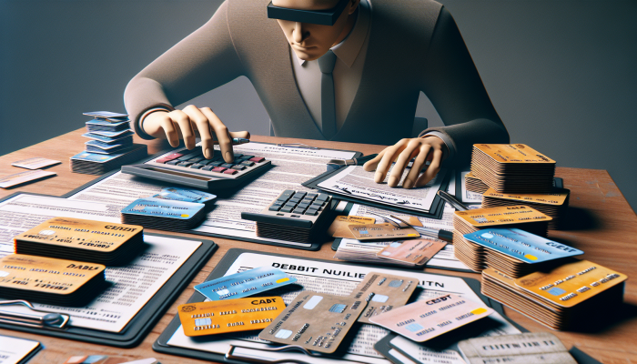 How to Tell if Debt Consolidation is Right for You: UK Guide | DCL How to Tell if Debt Consolidation is Right for You: A person organising financial statements and bills, calculating total debt with a calculator, surrounded by credit cards and loan documents.