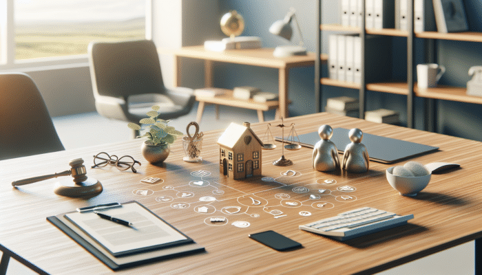A desk displaying "Lasting Power of Attorney" documents, representing property management and elderly care.