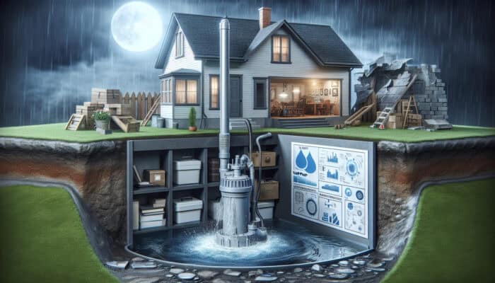 Sump Pump Services in Maple Ridge: Sump pump in basement removing water from basin, preventing flooding, protecting Canadian home.