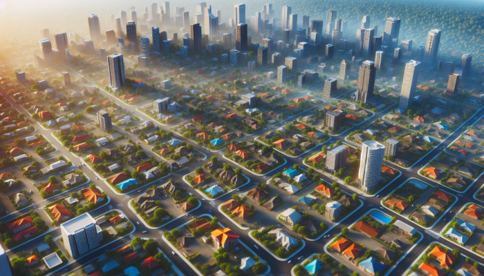 Aerial view of Nelspruit neighbourhoods, showing property value variations near amenities, influenced by economic trends.