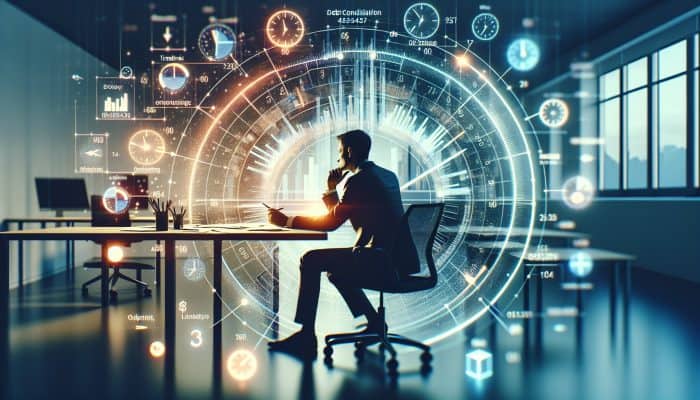 A person analyzing a financial chart for debt consolidation options in an office.