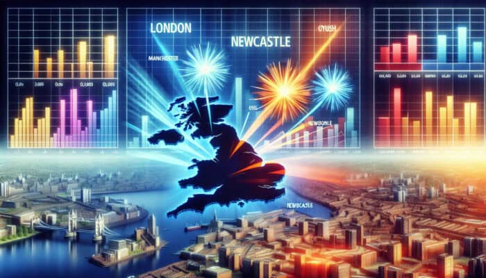 Understanding the UK Rental Market: A map of the UK showcasing rental market dynamics, including price indicators and economic trends.