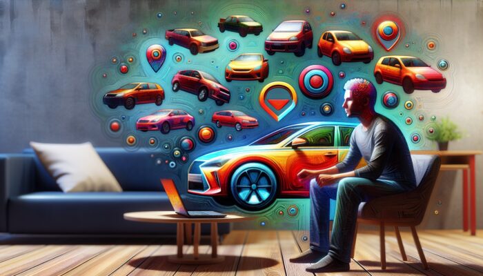 Individual comparing various car rental options on a laptop at home, showcasing convenience and variety.