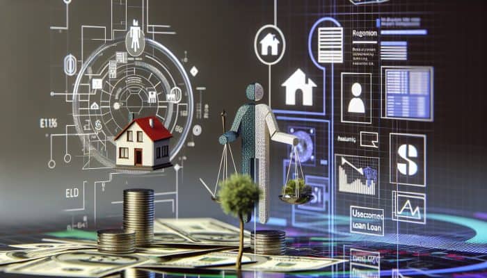 How to Choose Your First Debt Consolidation Loan | DCL How to Choose Your First Debt Consolidation Loan: A person balancing a model house and a stack of cash, with Barclays and Nationwide signs, in a modern cityscape.