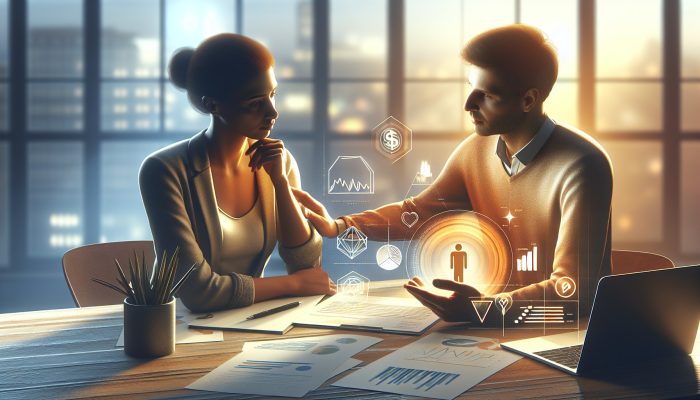 Citizens Advice vs Private Debt Companies: Key UK Insights | DCL A compassionate Citizens Advice advisor guiding a stressed person through debt management with documents and charts in a supportive office.