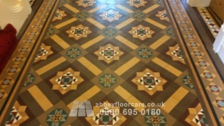 restored Walsall Minton hallway floor showing revived geometric pattern