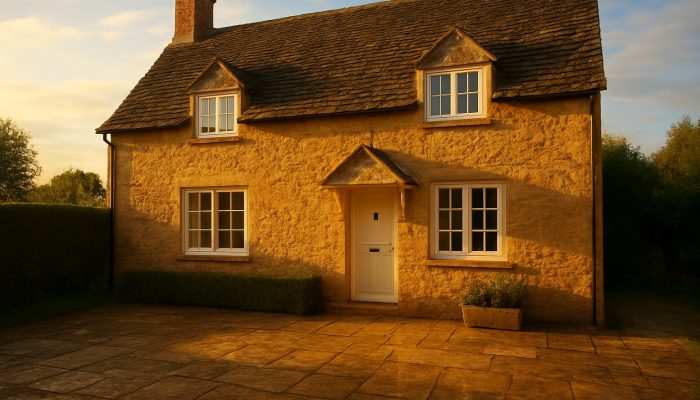Bright Nether Compton cottage basking in sunlight with sparkling windows and fresh linens after a meticulous cleaning.