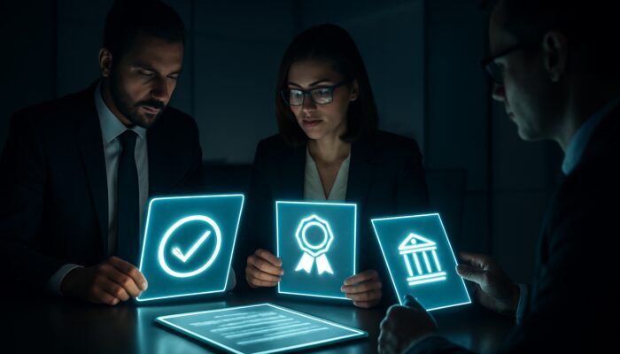 Corporate auditors ensuring compliance with regulatory documents and governance frameworks.