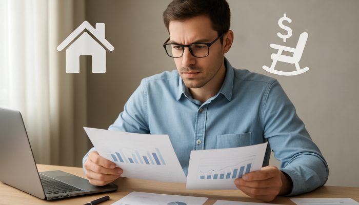 Consulting an Adviser About Your Financial Plans: Expert UK Guidance | DCL Focused individual reviews savings statements and investment charts alongside house and pension icons at desk